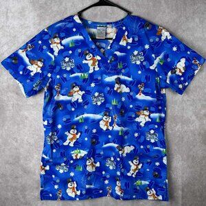 Frosty The Snowman Womens S Scrub Top
